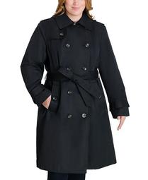 Plus Size Hooded Belted Trench Coat, Created for Macy's