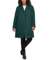Plus Size Faux-Leather-Trim Walker Coat, Created for Macy's
