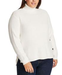 Trendy Plus Size High-Low Turtleneck Sweater