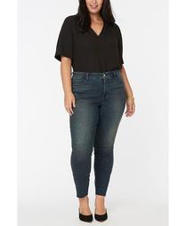 Women's Plus Size Ami Skinny Ankle Jeans with Riveted Side Slits and Frayed Hems