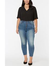Women's Plus Size Ami Skinny Jeans with High Rise and Exposed Button Fly