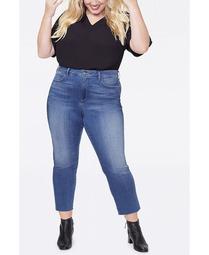 Women's Plus Size Marilyn Straight Ankle Jeans in Sure Stretch Denim with Raw Hem