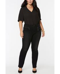 Women's Plus Size Marilyn Straight Jeans in Future Fit Denim with Zipper Detail