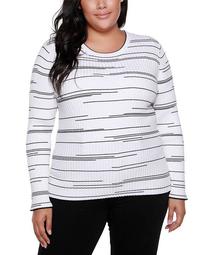 Black Label Plus Size Variegated Stripe Long Sleeve Sweater