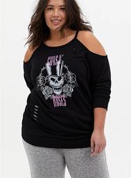 Guns N' Roses Black Terry Cold Shoulder Sweatshirt