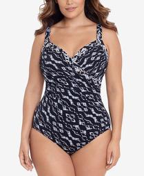 Plus-Size Printed Labyrinth Sanibel Underwire One-Piece Swimsuit