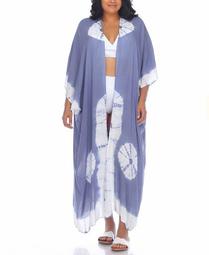 Plus Size Tie-Dye Kimono Cover-Up