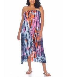 Plus Size Tie-Dyed Strapless Cover-Up Dress