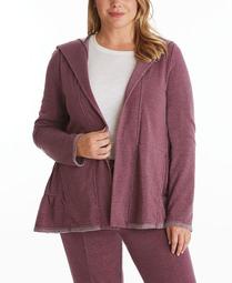 Women's Plus Size Tiered Hooded Cardigan