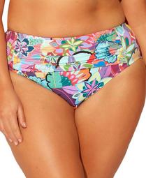 Plus Size Floral-Print Tummy Control Bikini Bottoms