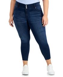 Trendy Plus Size Three-Button Skinny Ankle Jeans