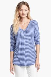 Angled relax stripes top, ultra-cozy lightweight knit fabric