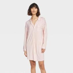 Women's Striped Beautifully Soft Notch Collar Nightgown - Stars Above™ Pink