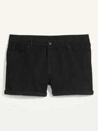 High-Waisted Secret-Slim Pocket O.G. Straight Plus-Size Black Jean Shorts -- 3-inch inseam