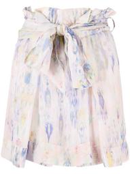 floral-print tied-waist short skirt