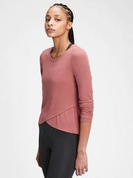 GapFit Supersoft Ribbed Wrap-Front Top