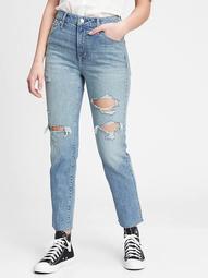 Mid Rise Destructed Universal Slim Boyfriend Jeans