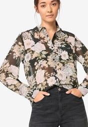 Sheer Button-Front Blouse