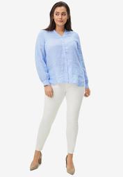 Linen Blend Button-Front Shirt