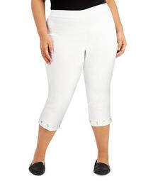 Plus Size Grommet-Hem Tummy-Control Capri Pants, Created for Macy's