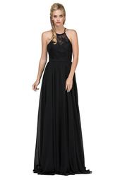Black Lace Halter A-Line Long Formal Dress