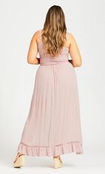 Shirred Ruffle Dress - blush