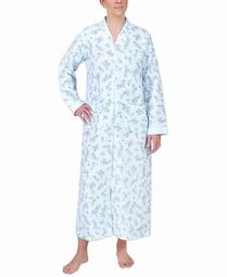 Plus Size Quilted Printed Long Zipper Robe