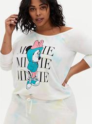 Disney Minnie Mouse Pastel Rainbow Tie-Dye Terry Off Shoulder Sweatshirt