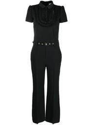 ruffled belted jumpsuit