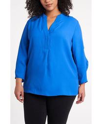 Women's Plus Size Ruched Sleeve Henley