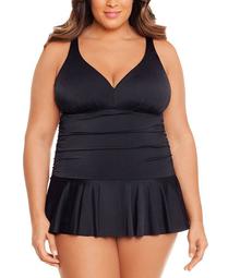 Plus Size Tummy-Control Skater Swimdress, Created for Macy's
