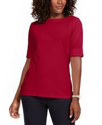 Plus Size Cotton Elbow-Sleeve Top, Created for Macy's
