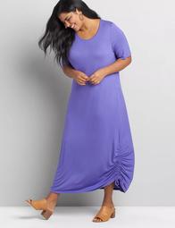 Perfect Sleeve Ruched Side Midi Dress 