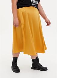 Golden Yellow Satin Tea Length Skirt