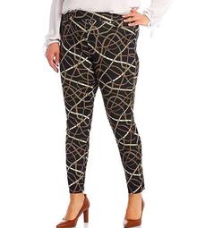 MICHAEL Michael Kors Plus Size Belted Logo Chain Print Stretch Knit Twill Pull-On Leggings