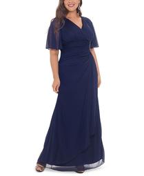 B&A by Plus Size Embellished Flutter-Sleeve Gown