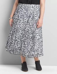 Pleated Pull-On Midi Skirt 