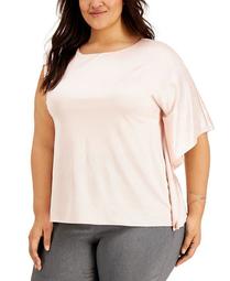 Plus Size One-Shoulder Flutter-Sleeve Top, Created for Macy's