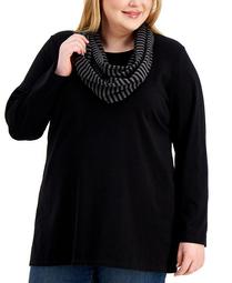 Plus Size Removable-Scarf Top, Created for Macy's