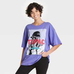 Women's Tupac Oversized Short Sleeve Graphic T-Shirt - Purple