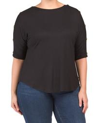 Plus Dolman Sleeve Top With Button Detail
