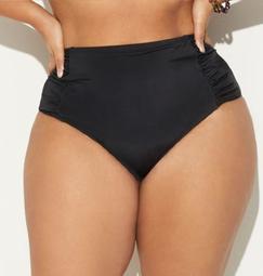 Shirred Black Brief Bikini Bottom