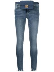 mid-rise skinny raw-cut jeans