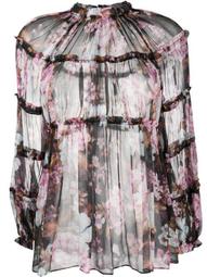 Charm floral-print silk blouse