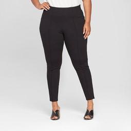 Women's Plus Size Mid-Rise Pull-On Ponte Pants with Comfort Waistband - Ava & Viv™