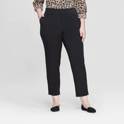 Women's Plus Size Mid-Rise Cropped Slim Trousers - Ava & Viv™