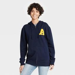 Women's To All The Boys 3 Varsity Letter Zip-Up Hooded Graphic Sweatshirt - Navy