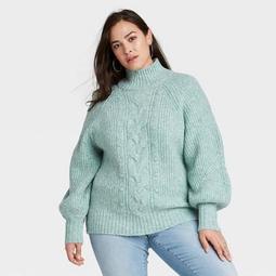 Women's Plus Size Turtleneck Pullover Sweater - Ava & Viv™ 