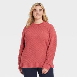 Women's Plus Size Textured Crewneck Pullover Sweater - Ava & Viv™