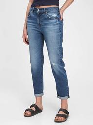 High Rise Distressed Girlfriend Jeans